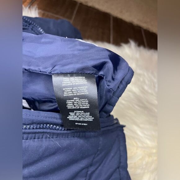 London Fog navy blue hooded sherpa lined jacket sz medium (5-6) - Picture 3 of 4